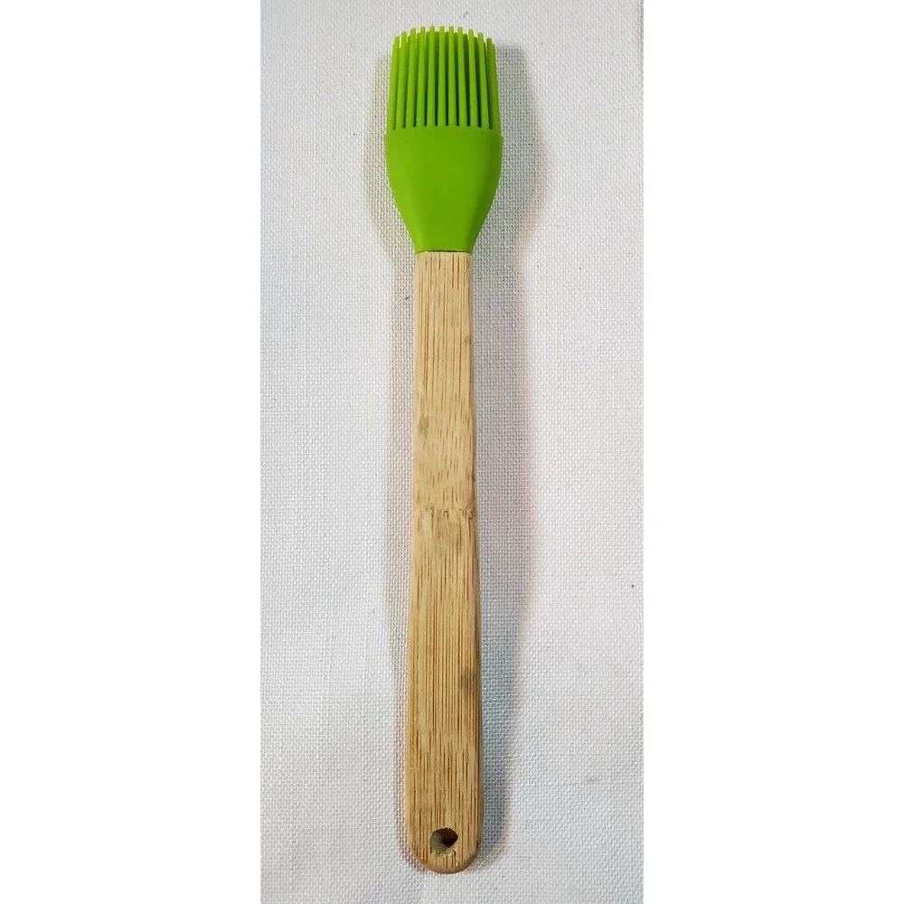 Kitchen Utensil Set Floral Salad Spoon Fork Silicone Basting Brush Bamboo‎